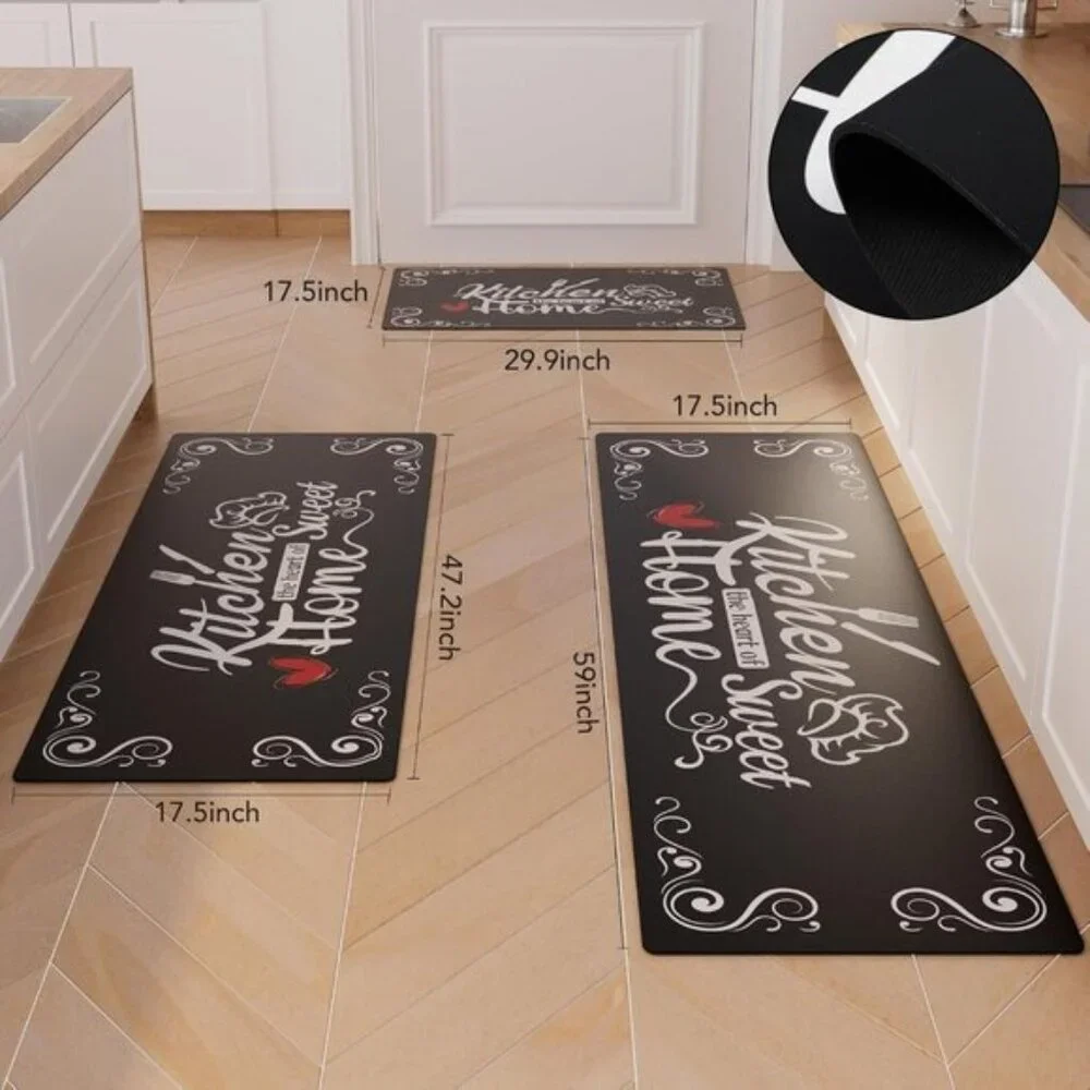 New 3Pcs Farmhouse Kitchen Rug Set, Non Slip Cushioned Waterproof Mats for Floor